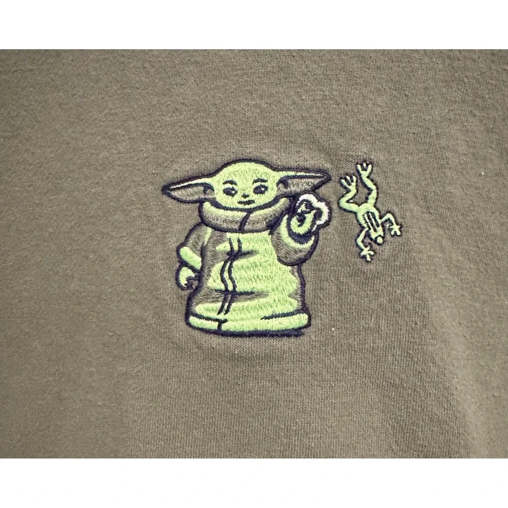 Gap Kids Star Wars Mandalorian Grogu Baby Yoda Hoodie Olive Green GAP Logo Hood